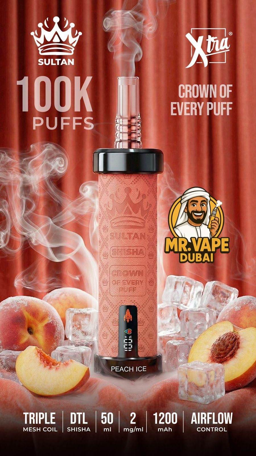 Xtra Sultan Shisha 100,000 Puffs Vape Mr Vape Dubai
