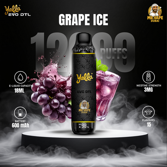 Yalla EVO DTL 0.3mg 12000 Puffs Disposable Vape in UAE