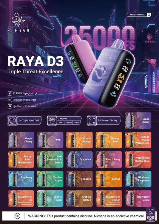 ELFBAR RAYA D3 25000 Puffs Disposable Vape | Dubai UAE