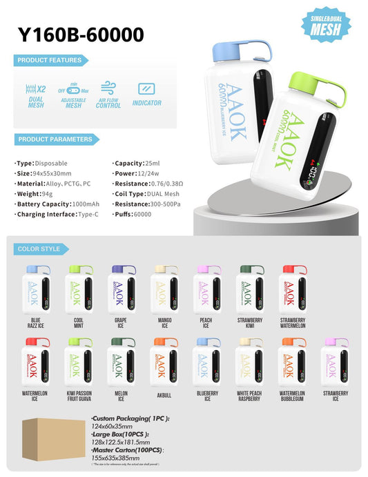 AAOK 60000 Puffs Disposable Vape | Mr vape 