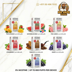 Air Bar 800 Puffs 0% Nicotine Disposable Closed Pod System