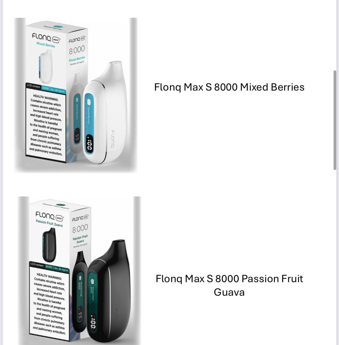 FLONQ MAX S RECHARGEABLE DISPOSABLE VAPES (8,000PUFFS) IN UAE