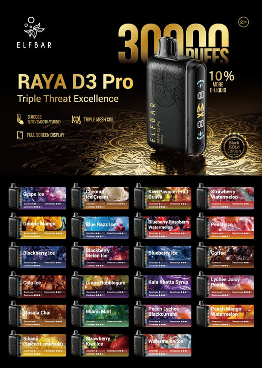 Elf Bar 30000 Puffs Raya D3 Pro Disposable Vape In Dubai