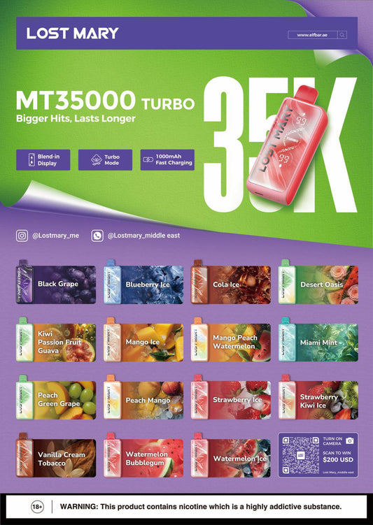Lost Mary Disposable Vape MT35000 Turbo Puffs 2% in Dubai