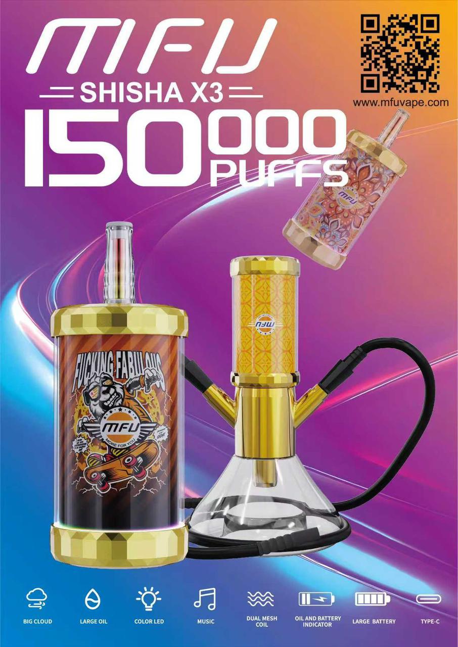 MFU SHISHA X3 Hookah 150000 Puffs Disposable Vape in Dubai