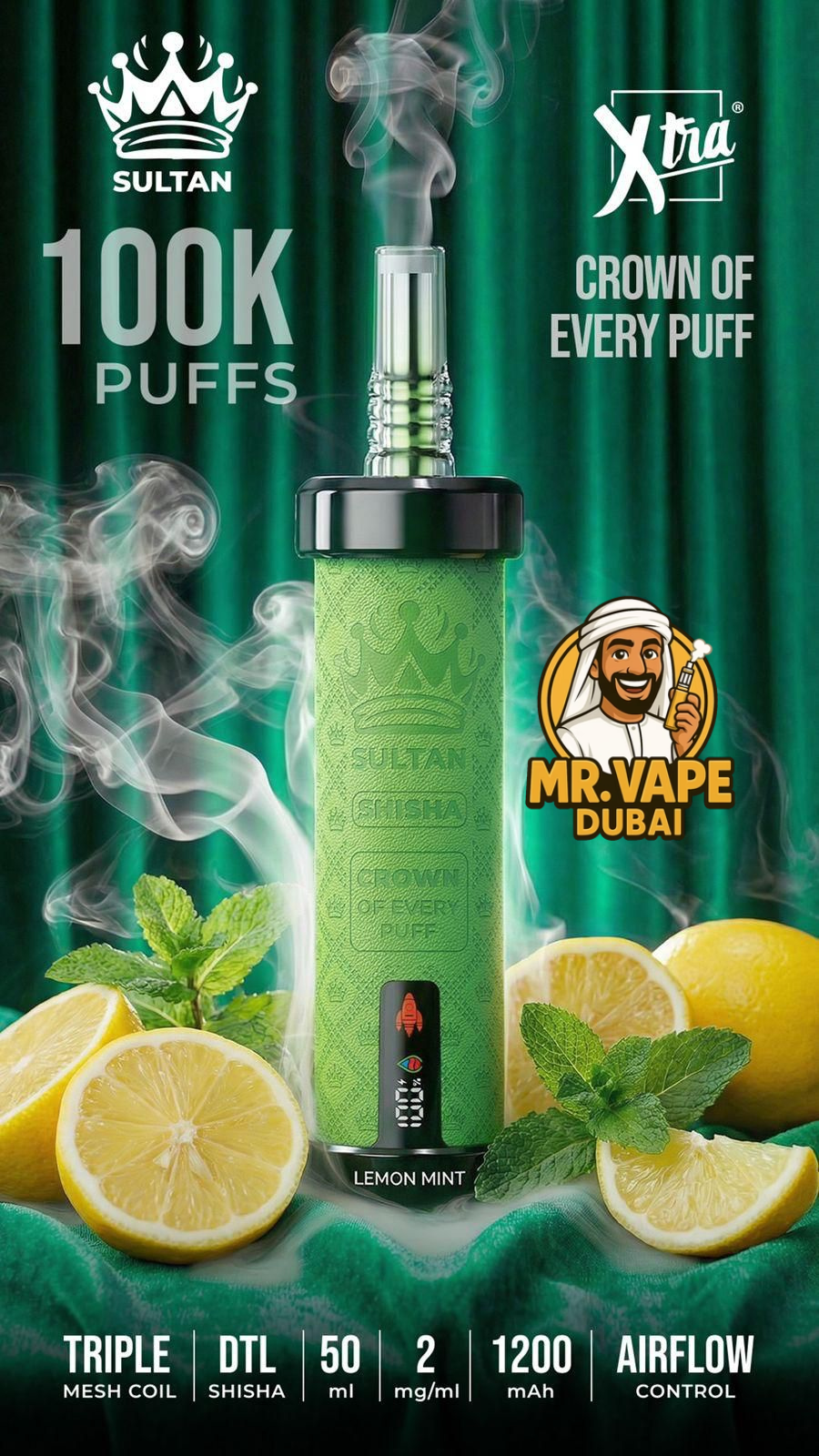 Xtra Sultan Shisha 100,000 Puffs Vape  Mr Vape Dubai