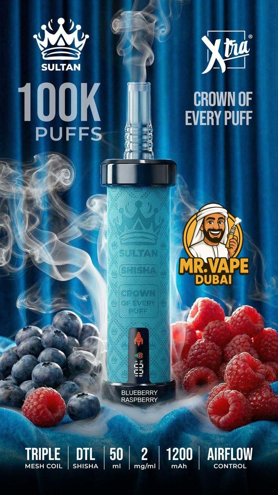 Xtra Sultan Shisha 100,000 Puffs Vape  Mr Vape Dubai