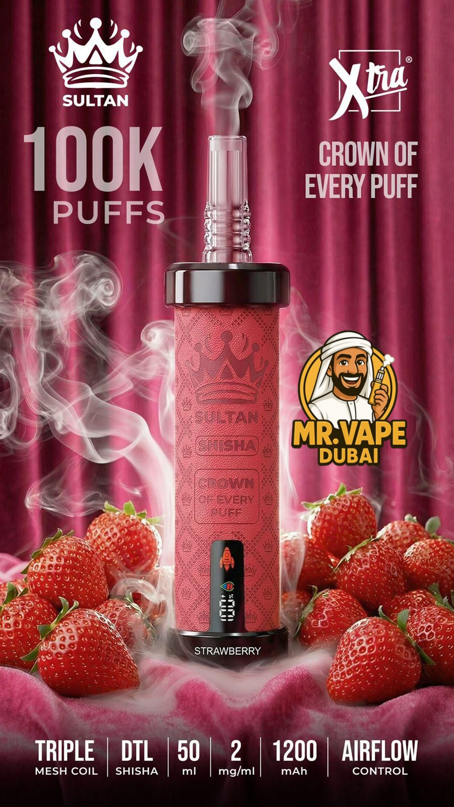 Xtra Sultan Shisha 100,000 Puffs Vape  Mr Vape Dubai