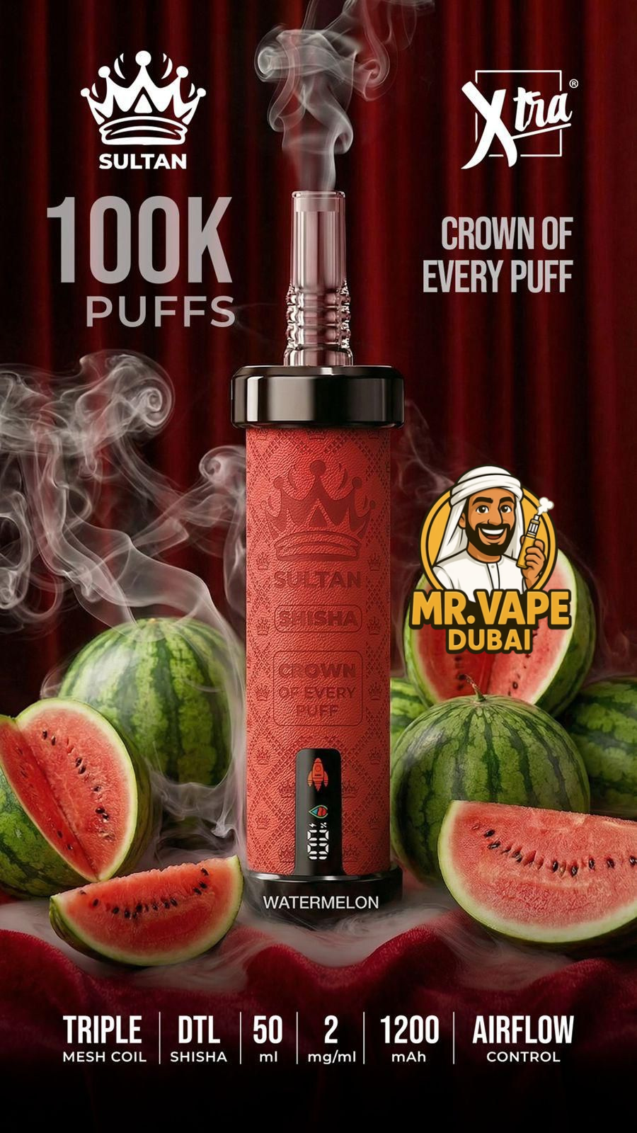 Xtra Sultan Shisha 100,000 Puffs Vape  Mr Vape Dubai